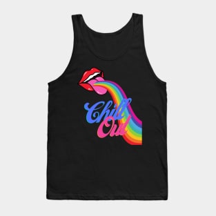 Chill Out Rainbow Lips Retro Tank Top